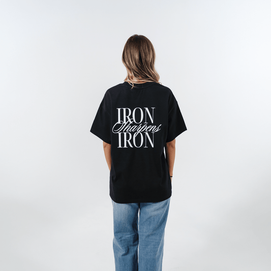 IRON SHARPENS IRON *NEW* ULTRA HEAVY TEE (BLACK) - Born Again Collection