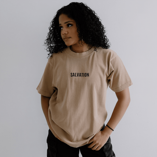 SALVATION OVERSIZED TEE (SANDSTONE BEIGE) - Born Again Collection