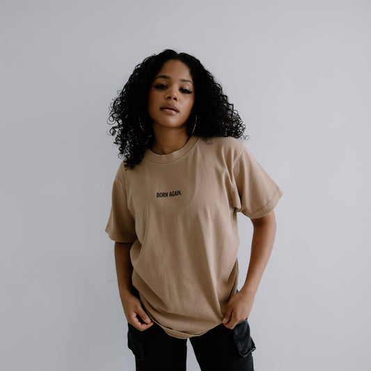 BORN AGAIN OVERSIZED TEE (SANDSTONE BEIGE) - Born Again Collection