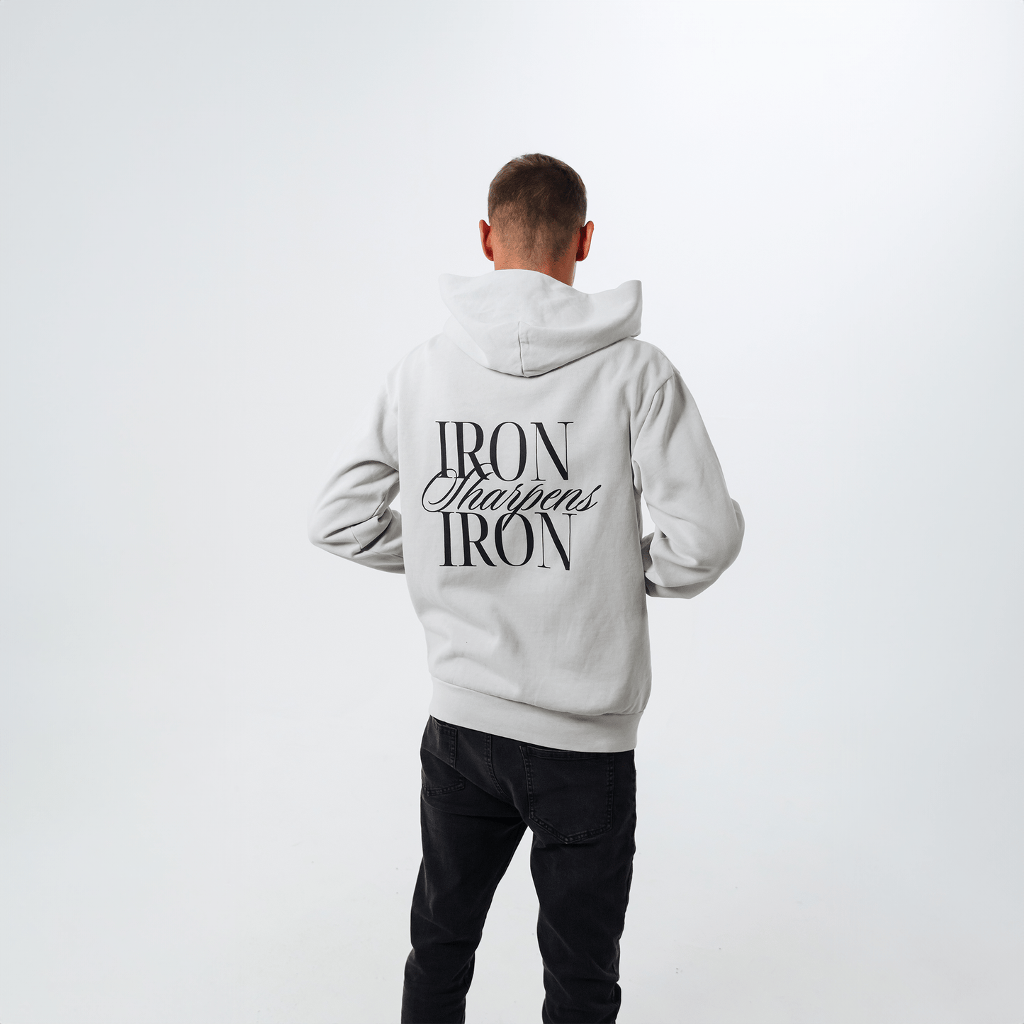 IRON SHARPENS IRON HOODIE (MOONSTONE GREY) - Born Again Collection