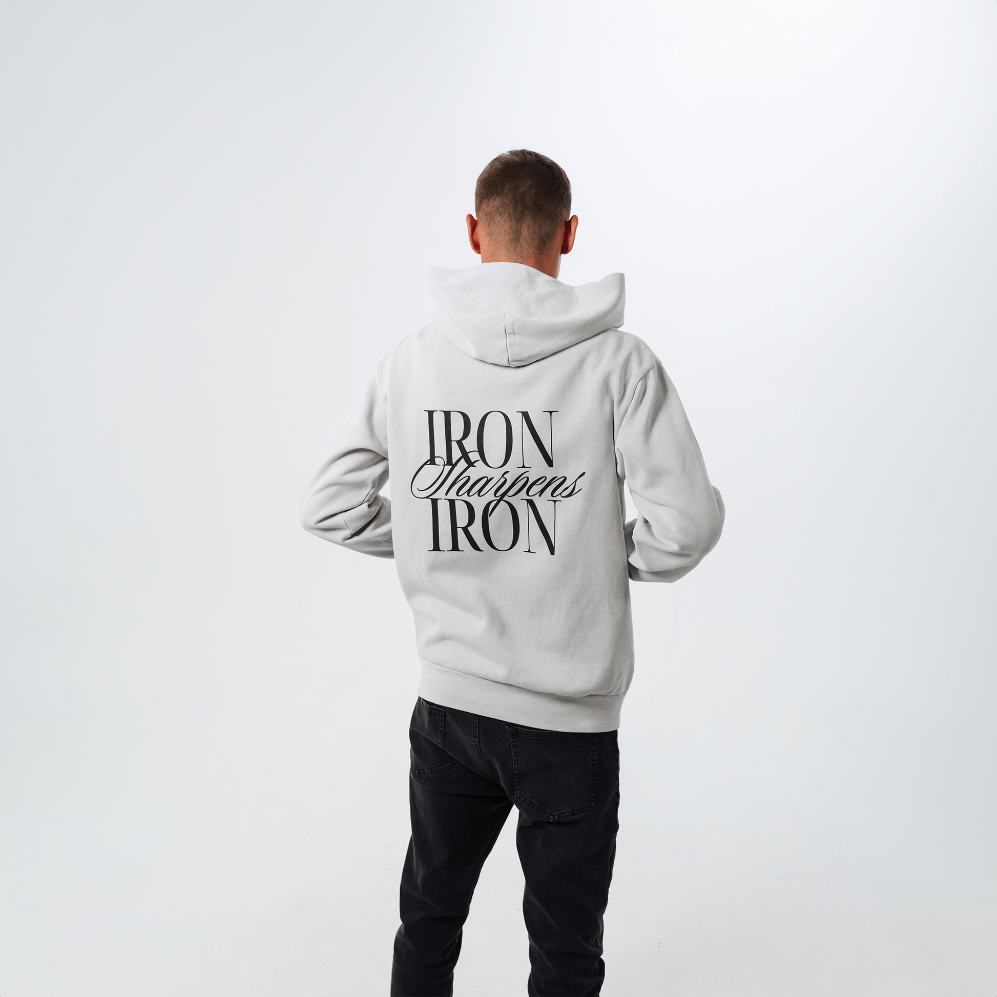 IRON SHARPENS IRON HOODIE (MOONSTONE GREY) - Born Again Collection