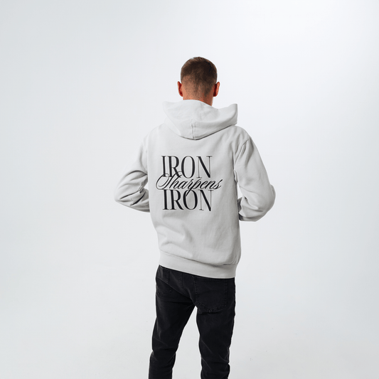 IRON SHARPENS IRON HOODIE (MOONSTONE GREY) - Born Again Collection