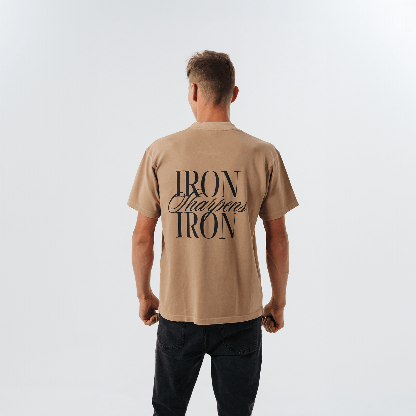 IRON SHARPENS IRON TEE (SANDSTONE BEIGE) - Born Again Collection