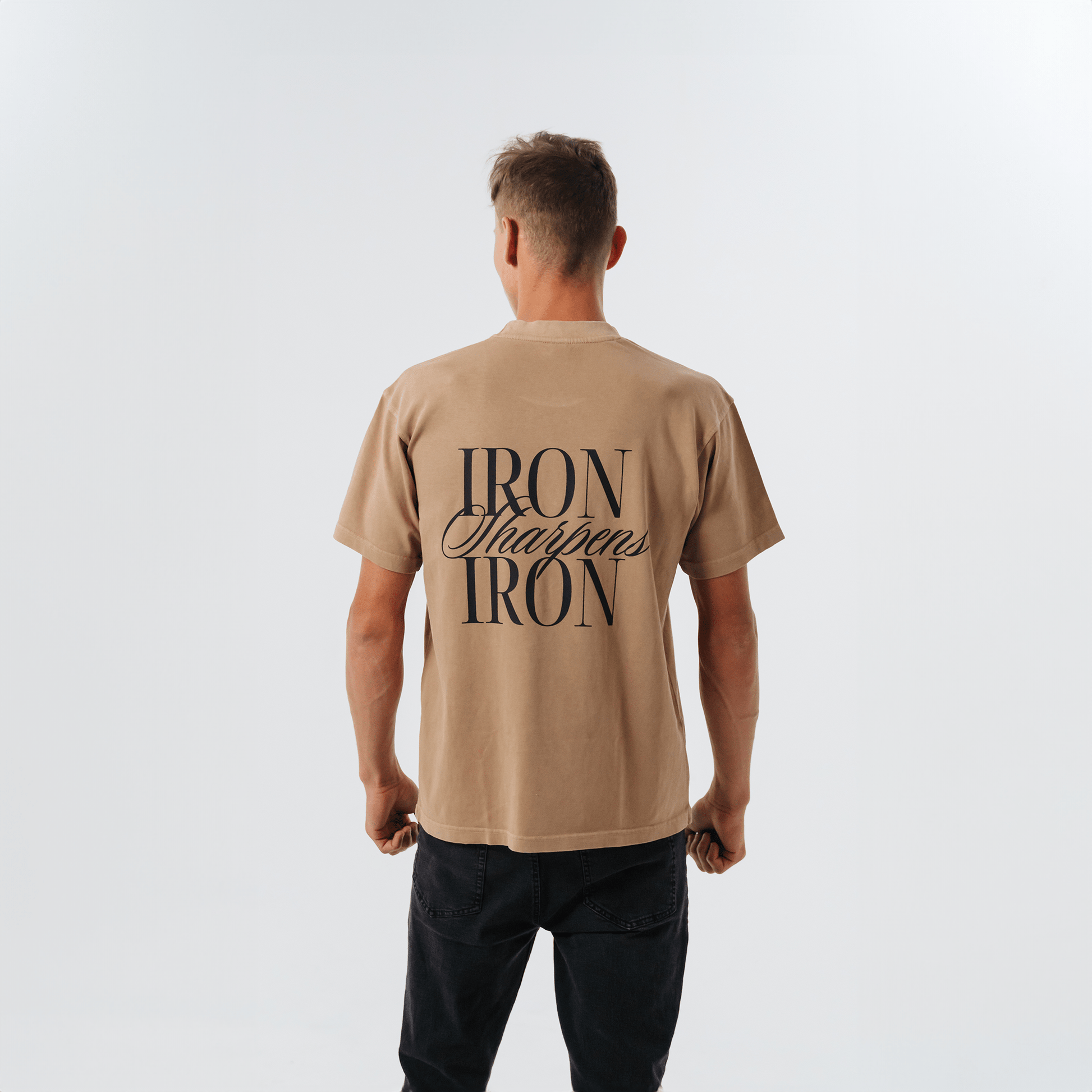 IRON SHARPENS IRON TEE (SANDSTONE BEIGE) - Born Again Collection