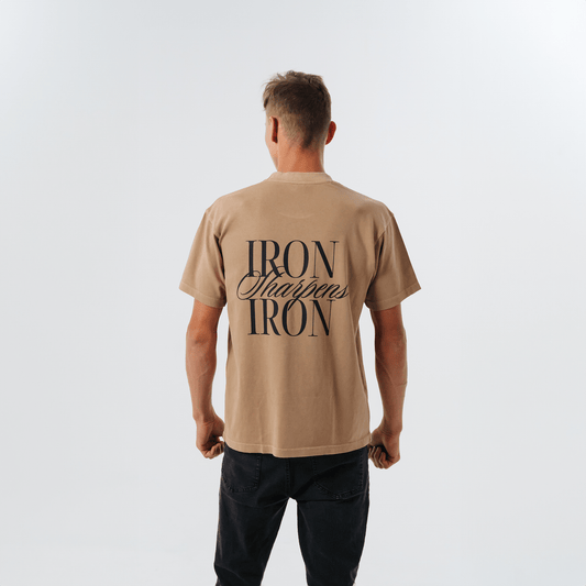 IRON SHARPENS IRON TEE (SANDSTONE BEIGE) - Born Again Collection