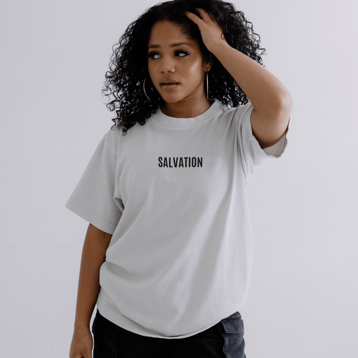SALVATION OVERSIZED TEE (MOONSTONE GREY) - Born Again Collection