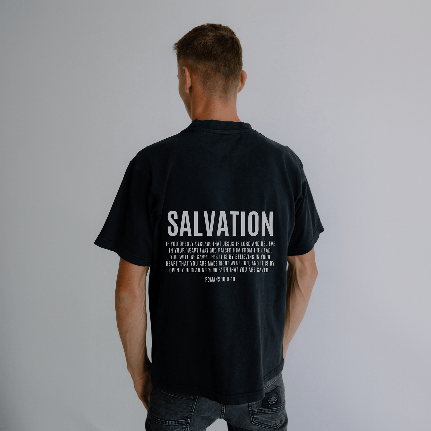 SALVATION OVERSIZED TEE (WASHED BLACK) - Born Again Collection