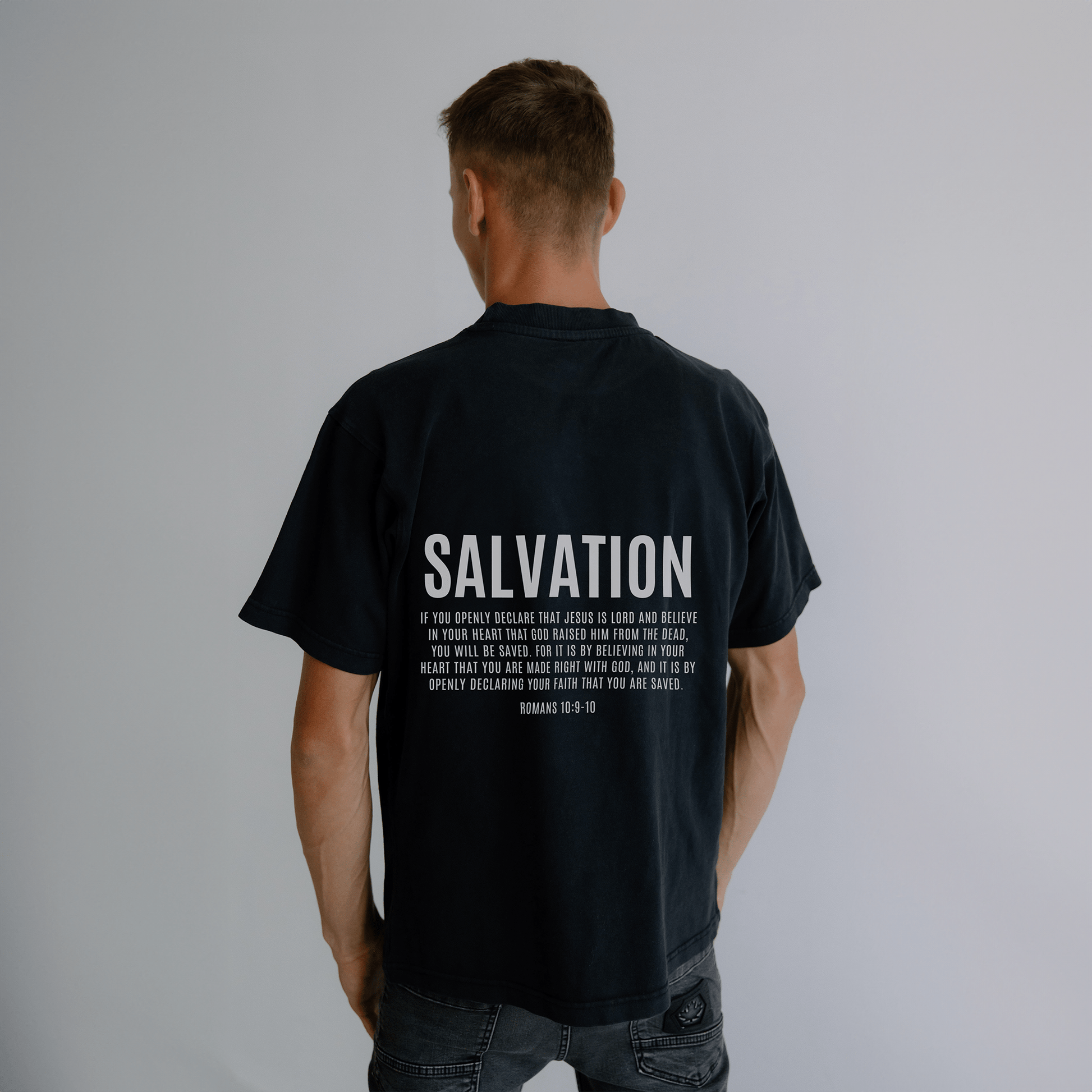 SALVATION OVERSIZED TEE (WASHED BLACK) - Born Again Collection
