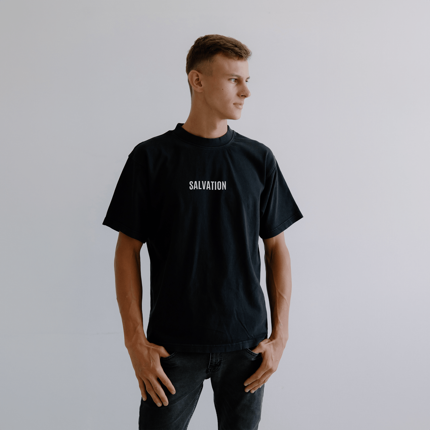 SALVATION OVERSIZED TEE (WASHED BLACK) - Born Again Collection
